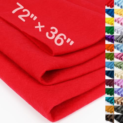 Xseino Red Large Felt Fabric 72' X 36 '(2 Square Yards), 1.4 Mm Thick Soft Felt Fabric Sheet For Crafts, Red Series Colors Soft Nonwoven Fabric, Fit For Decoration, Sewing, Diy Crafts
