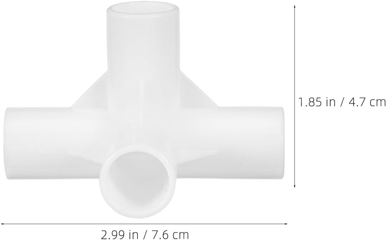 10pcs 4-Way Shoe Rack Connectors - Thick Plastic Wardrobe Frame Connector - 19mm Inner Diameter Closet Rod Fittings for Garment Cabinet Organizer White