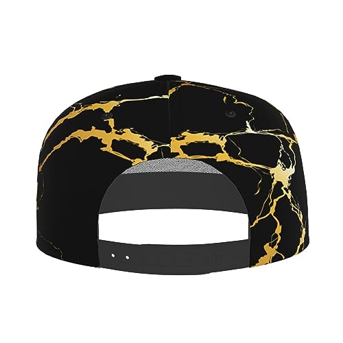 RIMENCH Unisex Adjustable Snapback Trucker Hat Black Marble Gold Texture Baseball Dad Hat4