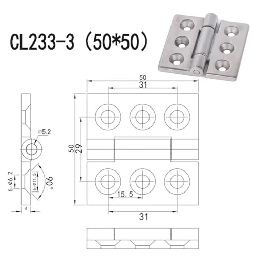 Charnière en acier inoxydable CL233-3 pour boîtier de commande et distribution - 3