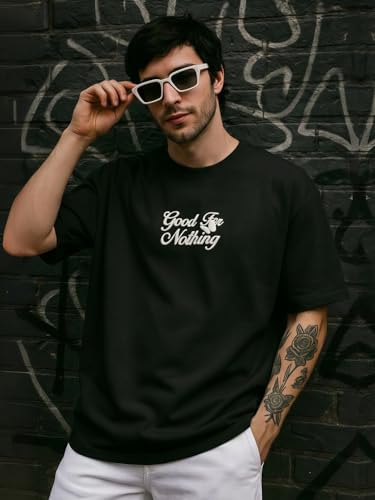Image of TOXA Men's Pure Cotton Oversized Fit Tshirt | Oversized Baggy Fit Tee with Drop Shoulder | Cool and Stylish Graphic Printed Design Half Sleeve T-Shirt (Available Sizes: S to 2XL)