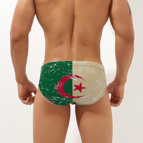 Vintage Algeria Flag Mens Swim Briefs Bikini Sexy Low Rise Trunks Swimsuit Bathing Suit Beach2