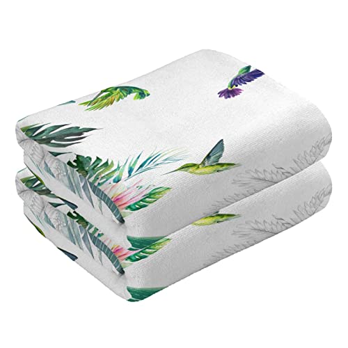 Hummingbird Palm Leaf Towel Bath Hand Towel Absorbent Face Towels For Bathroom Gym Yoga 2 Pack (12 X 27.5 Inches) #TOP2
