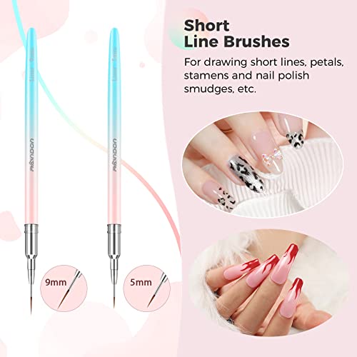 Nail Art Brushes - Raindon 6Pc Super Fine Striper Brush Set For Long Lines, Thin Details, Fine Drawing, Delicate Coloring, Elongated Lines, Metal Handle Nail Brushes For Nail Art Fine Designs-Sizes 5/9/15/22/25/30Mm #TOP3