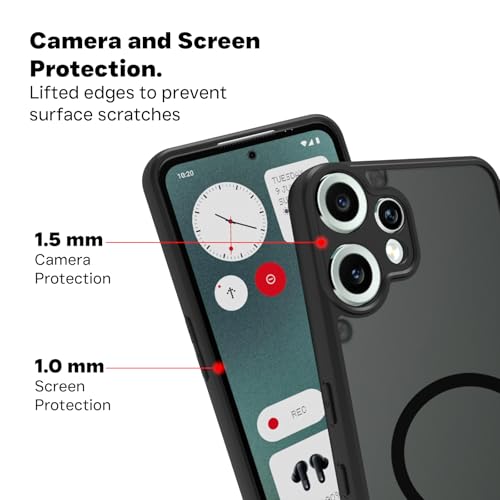 Image of RIGGEAR Shockproof Sleek Hybrid Armor Magnetic Back Cover Case Compatible with MagSafe Accessories for CMF by Nothing Phone 2 Pro /CMF Phone 2 Pro 5G (Smoke Black Matte PC and Black TPU Bumper)