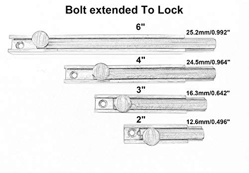QCAA Solid Brass Surface Bolt, 6", Brushed Antique Brass, 2 Pack, Made in Taiwan by QCAA - Image 3