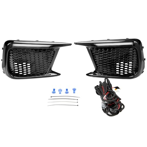 Kojem Fog Light Bezel Cover Compatible with 2018-2021 Subaru WRX STI Fog Lamp Bezel Trim Cover W/LED White DRL & Amber Turn Signal Replacement for 57731VA410 57731VA400