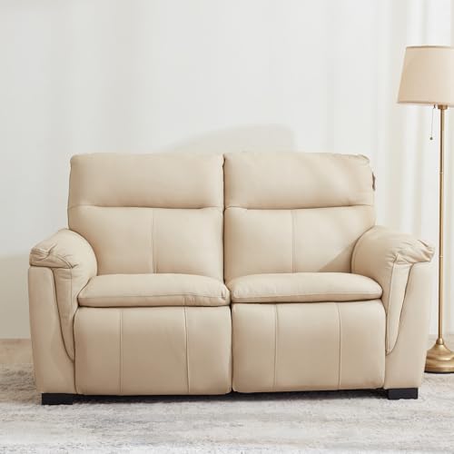 Image of Home Centre | Senorita Half Leather 2-Seater Electric Recliner | Recliner Sofa for Living Room | Solid Wood | Ivory | 1 Year Warranty