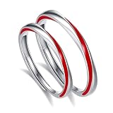 FHRYNA 1 par de anillos con linea roja, anillo de pareja de plata para mujer y hombre, anillos de pareja de plata anillos Möbius ajustables hechos de plata de ley adecuados para mujeres y hombres.