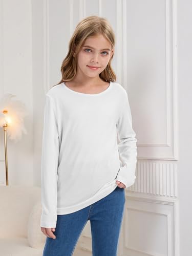 Girls Crew Neck Long Sleeve Shirts Trendy Cute Youth Tops Kids Fall Back to School Clothes4