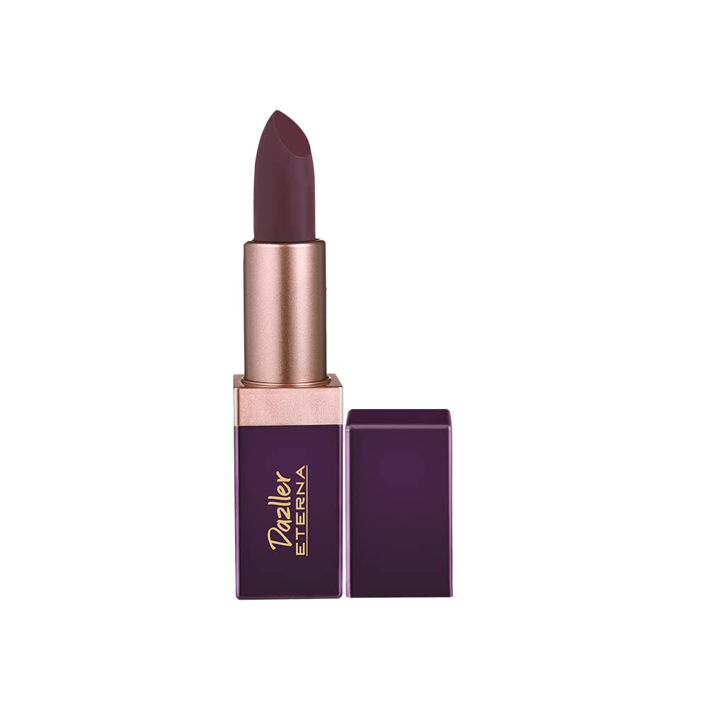 Dazller Eterna Lip Eleganz Lipstick, Matte, Smudge-proof, Feather-proof, With Herbal Extracts, 4g, M1020 - Eggplant