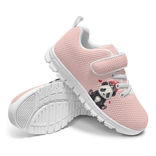 Cartoon Panda Running Sneakers for Girls Boys Hiking Shoes Hook & Loop Athletic Fitness Sneaker