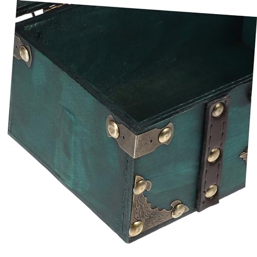 Boîte à bijoux rétro coffre trésor pirate bois boîte de rangement décorative - 4