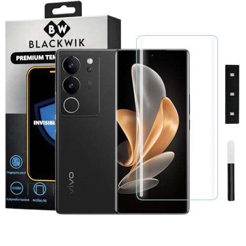Image of Blackwik Premium Curved UV Tempered Glass For Vivo v29 / Vivo V29 Pro Cellphone (Transparent, Pack Of 1) Advanced Border Less Full Screen Coverage UV Screen Protector Guard With Installation Kit