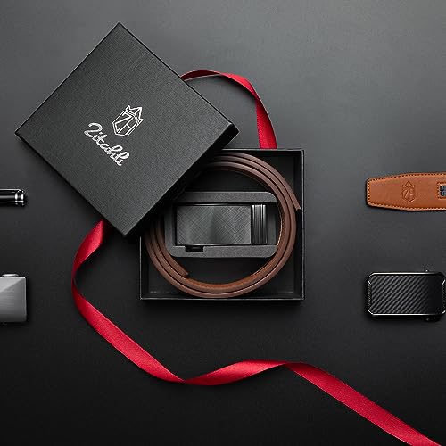 Zitahli Men Leather Ratchet Belt,Customizable Fit,Effortless Style for Gift | Trim To Fit Design with Automatic Buckle, Black Brown for Suit Pants, Shirts, Office Wear and Everyday Use — view 5