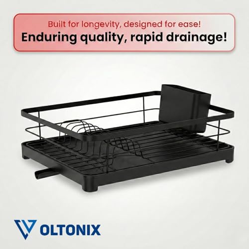 Image of Stainless Steel Dish Drying Rack for Kitchen Counter, Sink Organization and Storage Essentials with Silverware & Utensil Holder, Home and Apartment Decor