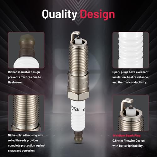 Image of BDFHYK Set of 4 Iridium Spark Plug Compatible with Regal LaCrosse Equinox Malibu HHR Captiva Sport Terrain 9-5 G5 G6 Sky Vue Aura,2.0L 2.2L 2.4L L4 Engine Replacement for XP5263 12680076