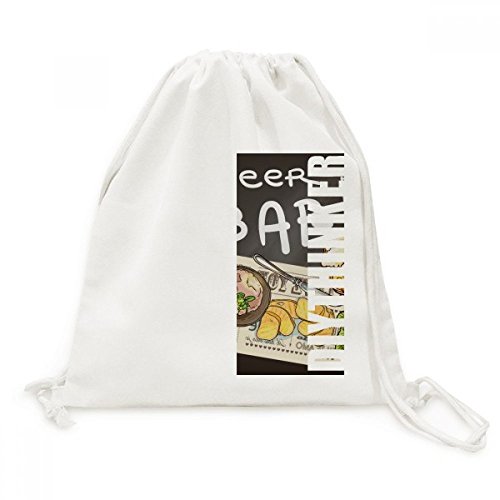 Toile drawstring backpack imprimé bistrot France toast avec cordons robustes