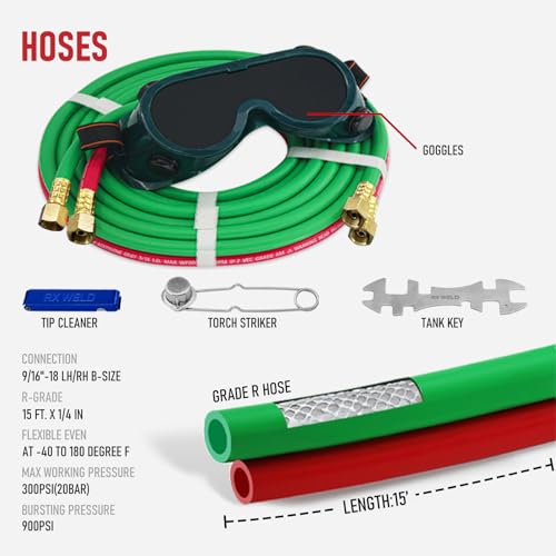 Image of RX WELD Medium Duty Oxy-Fuel Welding and Cutting Torch Kit | B-Size Regulator, Cylinders Not Included