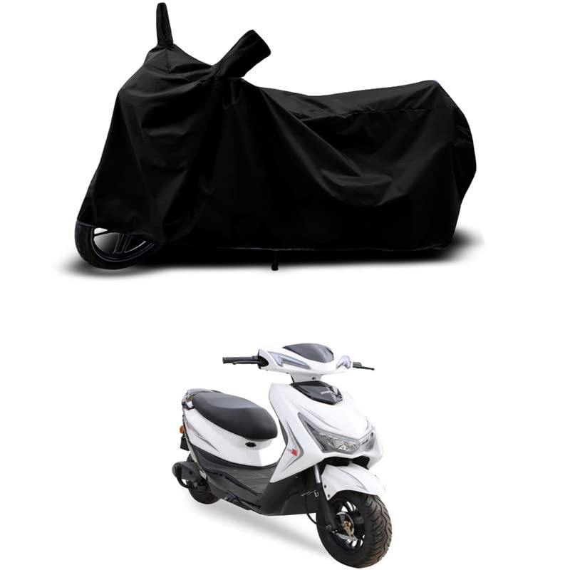 Image of 100% Scratchproof /UV-Rays /Heat Protection /Birds Dropping /Water Resistant /Dust Proof /Waterproof /Full Bike Scooty Two Wheeler Body Cover Compatible for Ampere REO Plus LI All Varients[Black]