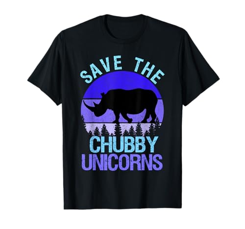 Retro Save The Chubby Unicorn Camiseta