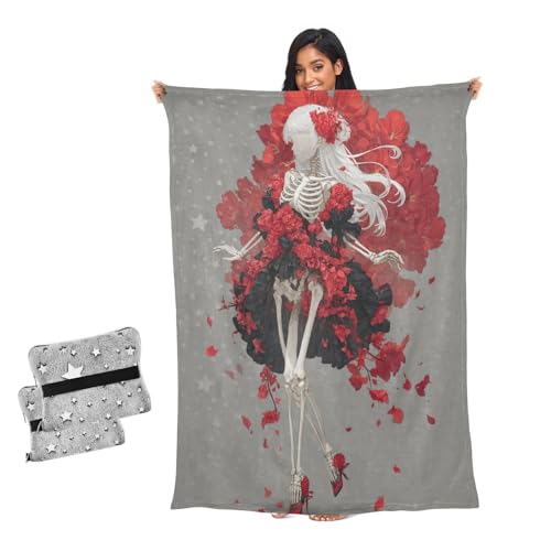 Manta para sala de estar de calavera ideal para leer en el sofá 2