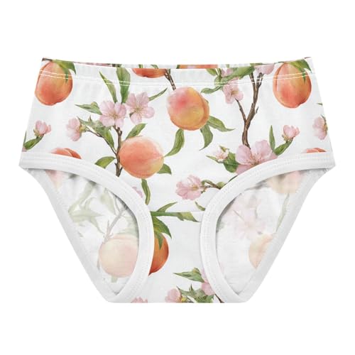 Wusikd Peach Fruit Leaves Girls' Underwear Cotton Girls Briefs Soft Toddler Underwear 2T