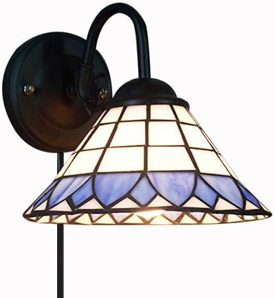 Kiven Vintage Wall Light Glass Shade e26 Base Plug in ul Listed 6 Foot Black Cord(BD0436)