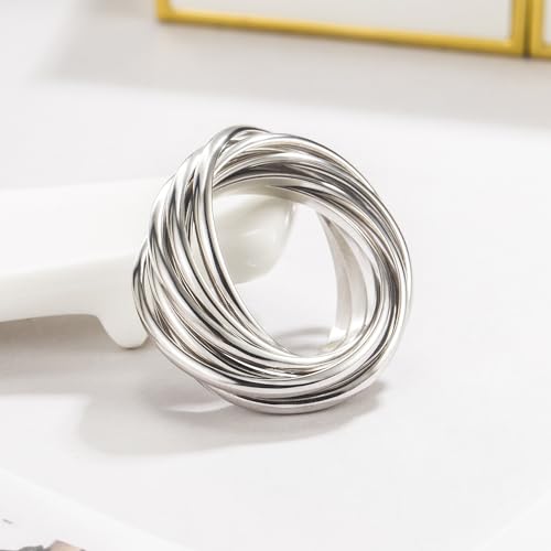 Dankadi Minimalist 925 Sterling Silver Interlocking Silver Rings-Women Stacking Cross Rings in Silver/Gold-Three/Five/Nine Row Ring Size 5#-13#-Promise Ring Jewelry for Love Gift (Silver 9 Ring, 7) by Dankadi - Used condition - Image 6