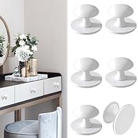 WISIRENT 6 Stück Selbstklebende Schrankknöpfe, Weiß Stanzfreier Schubladenknopf Spiegelschrank Griffe Selbstklebende, Adhesive Cabinet Handles Möbelgriff Selbstklebend für Schubladen Spiegelschrank