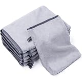 PHOGARY Manopola da bagno Guanti Spugna, Panni Flanella Microfibra Asciugamani panno struccante viso, Asciugamani Bagno Viso e Bidet per bimbo anziani,6 Pz,13×20cm,Grigio