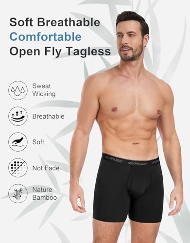 COLORFULLEAF Men's Underwear Boxer Briefs Rayon Made From Bamboo Underwear for Men Suport Pouch With Open Fly4