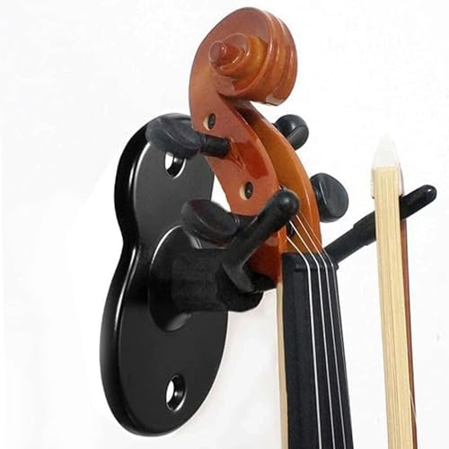 lvifloae Wall Mount Violin Hanger, Violin Hanger Iron Base Anti Slip Rubber Pad Double Head Adjustable Wall Mount Violin Viola Hook 1PCS (iron+rubber)