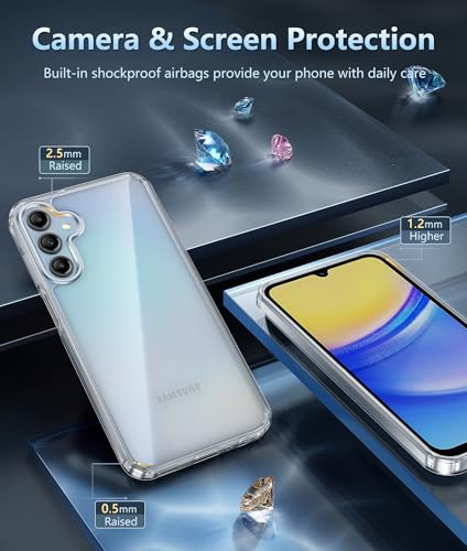 Image of FNTCASE for Galaxy A15-5G Phone Case: for Samsung Galaxy A15-5G Clear Case Military Grade Drop Protection Anti Yellowing Cell Phone Cover - Rugged Shockproof Protective Transparent Cases (Clear)
