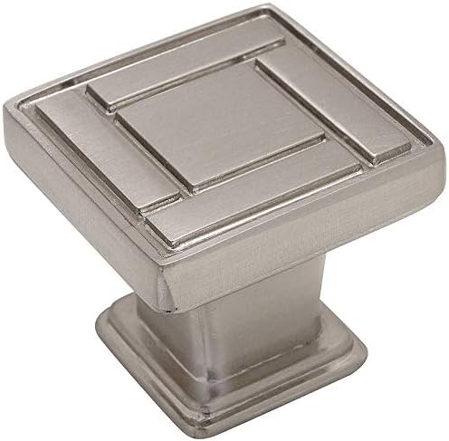 Cosmas 7155SN - Paquete de 10 pomos cuadrados de níquel satinado para gabinete, cuadrado de 1-1/8 pulgadas