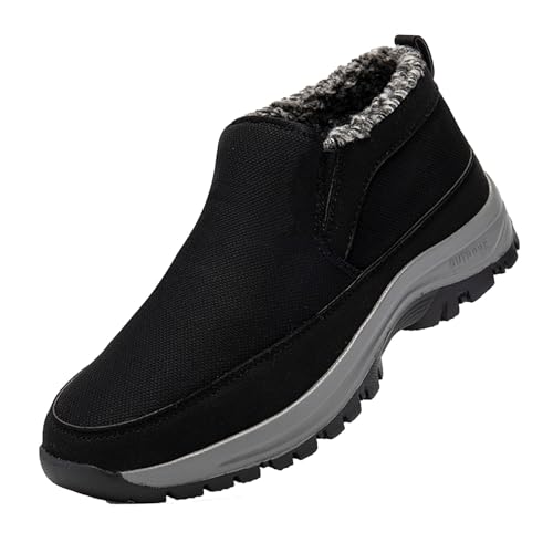 Zapatos de invierno para hombre mediados y ancianos acolchados gruesos y cálidos, no deslizantes, de algodón, para hombre, Negro , 50 EU