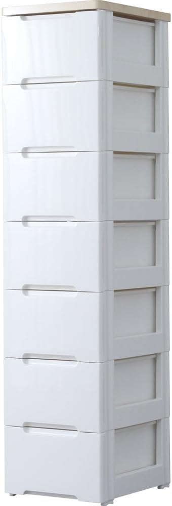 Amazon｜チェスト ラクラク引出し 木天板 7段 幅32.4×奥行41×高さ138cm
