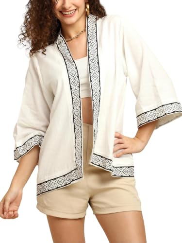 Image of KE KANHA EXPORTS Shrugs for Women Stylish | Cover up on Jeans Tops for Women | Western Beach Outfits | Summer Clothes | Kimono FREE Scrunchie Included