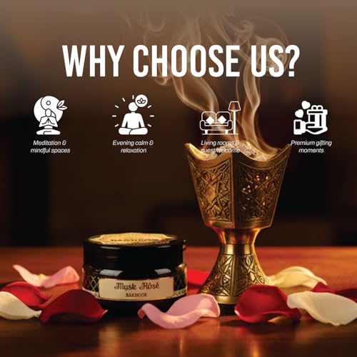 Image of Devdarshan Musk Rose Bakhoor (50g) Pack of 1| Premium Long-Lasting Oriental Aroma | Natural Resin for Home Fragrance, Meditation & Relaxation | Luxurious Scented Bakhoor