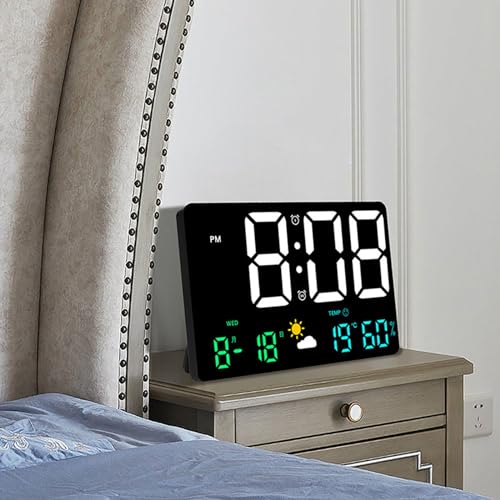 Termómetro reloj meteorológico de pantalla grande para control de clima interior con USB 6
