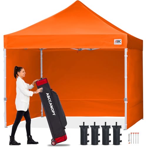 ABCCANOPY Pop-Up Pavillon Festival Sonnenschutz mit 4 Seitenteilen 3x3M Kommerzielle -Serien,Orange