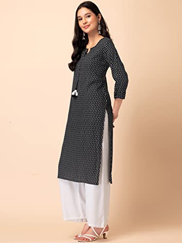 Image of Indya Womens Pink Floral Jaal Print Cotton Kurta And Printed Pants (Set of 2)