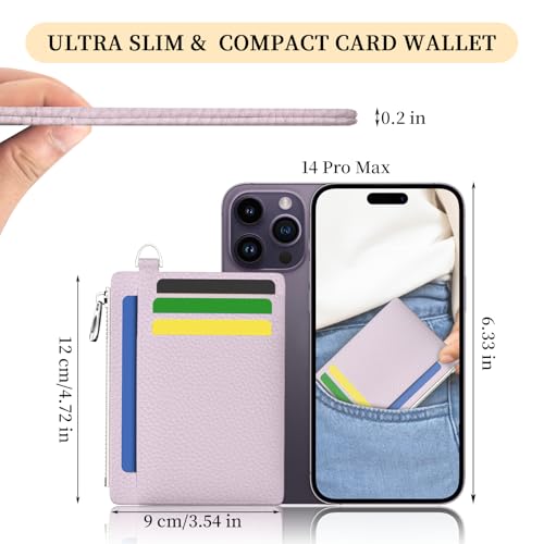 Image of Hancynir Minimalist Small Wallet Women Credit Card Holder, RFID Blocking Slim Mini Card Wallets Cute Front Pocket PU Leather Card Case Thin Travel Zipper Coin Cash Ladies Female Wallet Gifts