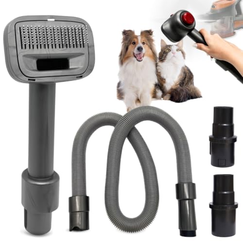 Pet Hair Grooming Brush Vacuum Attachment for Dogs, Cats with Vacuum Extension Hose up to 3.5M – Compatible with Miele, Shark Rocket HV322, HV301, HV371, Rotator NV501, Navigator NV350 Series & More product listing image