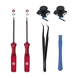 Mcbazel Switch 有機EL（Switch OLED）/Switch/Switch Lite用の3Dアナログジョイスティック 2枚入り スイッチライト スティック交換修理部品 修理ツールキット付き-ブラック