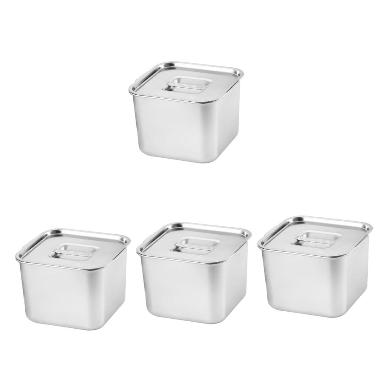 Amazon｜MUCKLILY 4個ステンレス製調味料ポット 蓋付き四角い容器