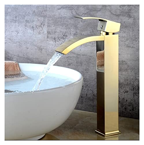 Robinet de cascade doré et chrome pour un lavabo de salle de bains design