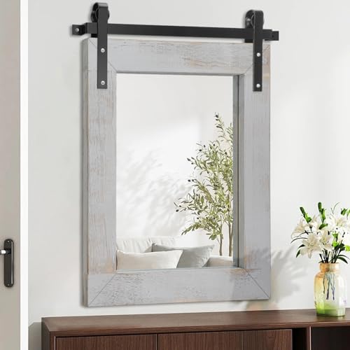 AAZZKANG Specchio da bagno con cornice in legno, rettangolare, 50 x 40 cm, per camera da letto, soggiorno, ingresso