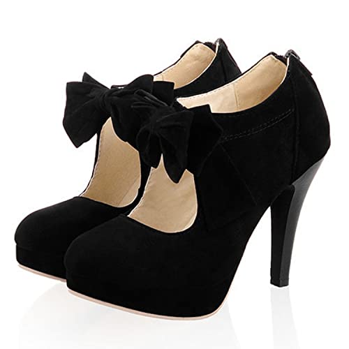 YHTootW Damen Einfarbig Runde Zehe Plateau High Heel Stilettos Geschlossene...