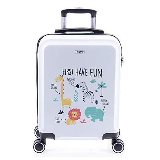 imome Cool Maleta de Cabina Infantil First Have Fun 55x40x20 cm | Equipaje de Mano, Trolley de Viaje Ryanair, Easyjet | Maleta de Viaje Rígida Divertida Animales Juvenil